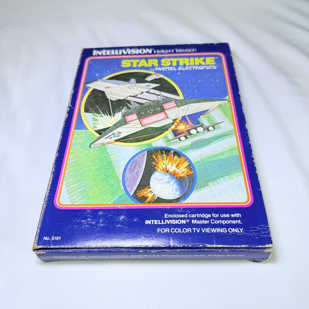 Mattel Intellivision Star Strike Video Game 1981 CIB Cartridge Manual Box 5161